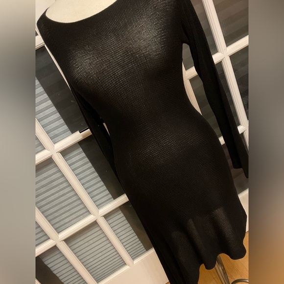 Gabriel.S Dress Black Knitted Asymmetrical With Slit SZ Large - Picture 2 of 12